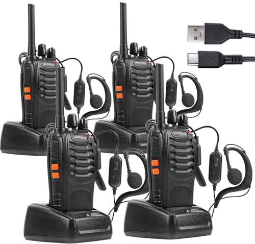 Walkie Talkie 16 KanäLe CTCSS/DCS FM, 1500 MAh Batterie, Max. GespräChsreichweite 5 Km, ProfifunkgeräT Mit Freisprecheinrichtung Type-C