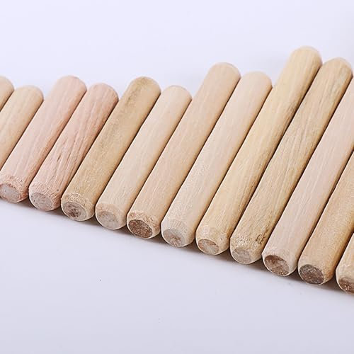 COYOUCO 100 pcs goupilles en Bois, 5mm dia cannelé Bois Goujons tiges Bois Dur Artisanat Chevilles Chevilles,40mm