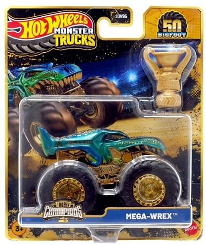 Hot Wheels Monster Trucks Trophée Champions à l'échelle 1:64 Or Chrome Collection 50e anniversaire Bigfoot Vous choisissez Bone Shaker 5 Alarme Gunkster Mega Wrex Tiger Shark (Mega Wrex)