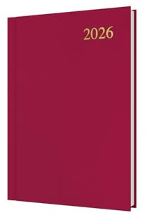 Collins - Essential - 2026 12 månaders kalender årsplanerare, dag-till-sida-dagbok, A5 hårt omslag - rödbrun (ESSA51.78-26)