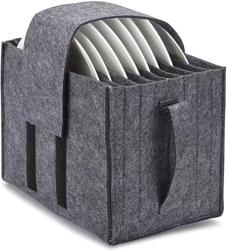 PAIKIUU Caravan Plate Holder Motorhome Plate Storage Crockery Storage Box Solutions Caravan Plate Rack Felt Bag for Camping Protecting Motorhome Cupboard Kitchen Cookware