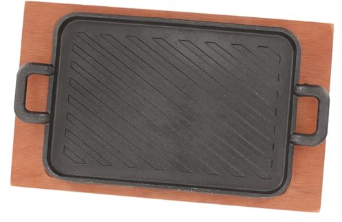 iplusmile Plancha de Cocina para Barbacoa de Carne Antiadherente Asas Dobles, Rectangular y Gruesa, Adecuado para Camping y Parrilladas al Aire Libre, Sartén Resistente para Asar y Cocinar