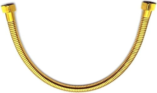 Manguera de fontanería de acero inoxidable dorado de 50 cm y conector de válvula angular - Accesorios de tubería para inodoro de baño, línea de suministro de agua de 1/2 pulgada para instalación de
