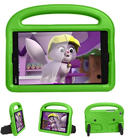 Resa med surfplatta Tablet Väska till Huawei M3 / M5 Lite 8,4 tums kiselfall For barn, For chocktäta lättviktigt droppskyddat stativ tablettväska, med handtag och kickstand(Ye?il)