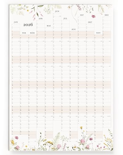 Wandkalender 2026 - Premium Jahreskalender 50x70 cm für Planung und Organisation