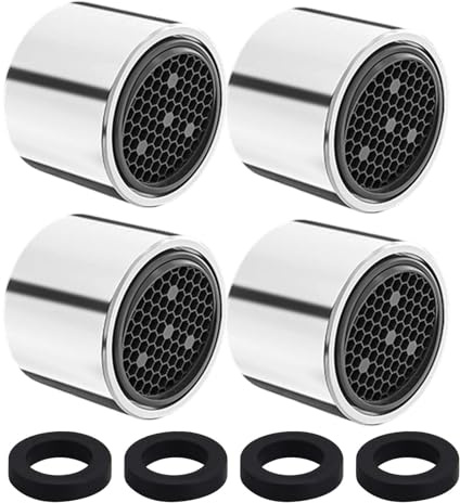 4 Pack Water Saver Tap Aerator F22, Faucet Aerator Replacement Nozzle with Gasket, for Bathroom Kitchen Faucets (22mm Female Thread)