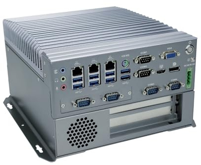 ANDAQI Fanless Industrial PC, Mini Computer, IPC, I3 6100T, Windows 11 / Linux, IX04, VGA, DP, HDMI, 6 x COM, 3 x LAN, PCIE X16 Slot, PCI Slot, DC Phoenix, 9 to 36V, 8G RAM, 128G SSD, 1TB HDD
