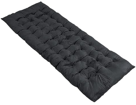 GOPLUS Cojín para Tumbona de Jardín de 190 x 70 x 7 cm, Cojín para Tumbona de Algodón, con 4 Cintas de Fijación para Tumbona y Tumbona (Gris)
