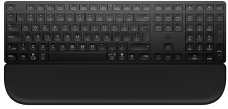 HP 580K Teclado Inalámbrico Multidispositivo con Reposamanos Magnético (Bluetooth, 2,4 GHz, 22 Teclas Programables, Tecla Copilot, hasta 36 Meses de Batería, Unifying Dongle) QWERTY Español, Negro