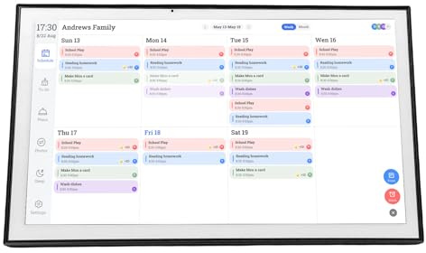 MAJONMMERD 21,5-Zoll-Digitalkalender, Intelligenter Familienplaner mit Touchscreen und Täglichen Wochenansichten für den Heimgebrauch (EU-Stecker 100–240 V)