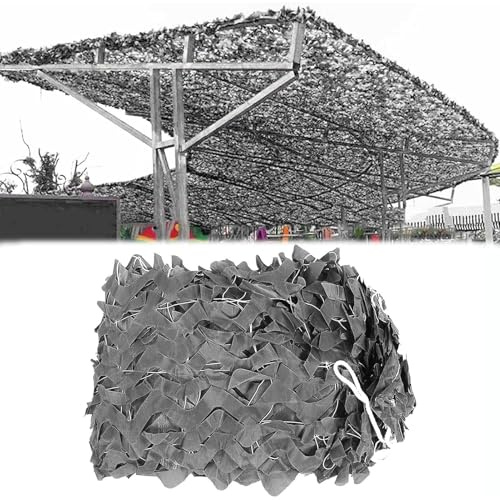Camouflage net,210D Grey Oxford Fabric Outdoor Privacy Screen - Sunshade for Pergolas, Car Covers, Shooting Fences, Windbreak & Garden Decoration Solution