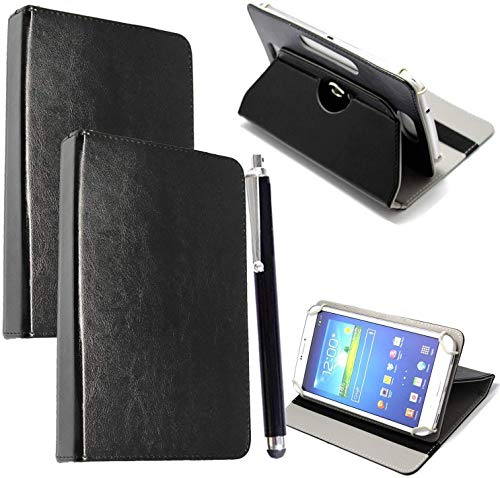 Universal 360° Rotational Colourful Various PU Leather Stand Case Cover Fits All 7 Inch Android Tablets tab devices + Free Stylus Pen (Universal 7'' BLACK)