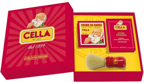 CELLA Shaving Kit, Shaving Cream, Aftershave Lotion, Shaving Brush, 1er Pack(1 x 1 kg)