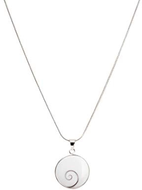 Vurmashop Collar Ojo de Santa Lucía | Plata de Ley 925 | Concha Natural I Ojo de Shiva I Colgante de 18mm de diámetro | Cadena 45cm de Largo | Concha Natural Plateada de Color Blanco