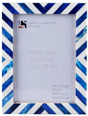 Handicrafts Home 8x10 Picture Frame Blue, Handmade Bone Inlay Photo Frame, Tabletop or Wall Mount Decorative Frame for Desk, Shelf, Living Room or Bedroom