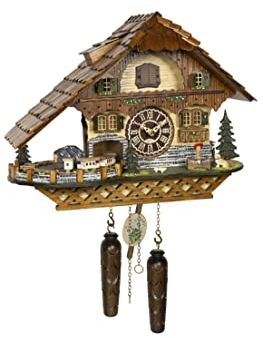 Trenkle Quarz Kuckucksuhr Schwarzwaldhaus mit beweglichem Zug, mit Musik TU 4268 QMT HZZG