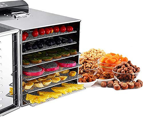 CGOLDENWALL Digital Food Dehydrator Dryer Machine Fruit Dryer Digital Timer and Temperature Control Stainless Steel 6 Trays for Jerky Meat Beef Fruit Vegetable 110V/220V