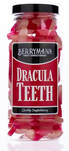 Original Dracula Vampire Teeth Fangs Jelly Gummy Retro Sweets Gift Jar By Berrymans Sweet Shop - Classic Sweets, Traditional Taste.