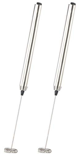 Rosenstein & Söhne Milchaufschäumer Camping: 2 Milchaufschäumer-Sticks mit Edelstahl-Gehäuse, Spiralquirl, Ø 24 mm (Aufschäumer, Milchschäumer Camping, Hand)