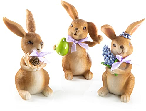 Logbuch-Verlag 3 kleine Osterhasen Figuren 8 cm Osterdeko Hasen zum Hinstellen kleines Ostergeschenk