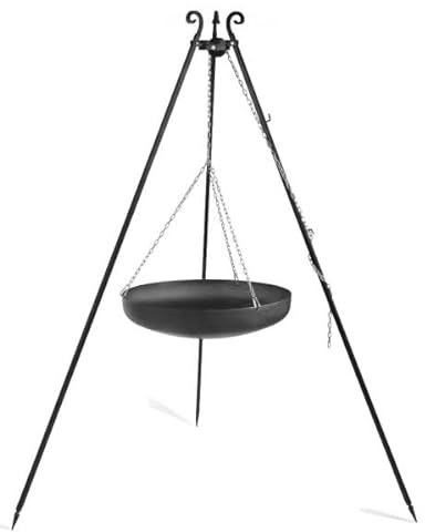 Dreibein Grill Standgrill Schwenkgill mit Wok - Ø 60cm - Naturstahl - Höhenverstellbar