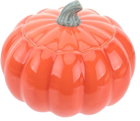 Generic Kürbisschale mit Deckel, Keramik-Suppenbehälter Suppenteller Hitzebeständig Gefäß Halloween Thanksgiving Auflaufform Volumen 450ml