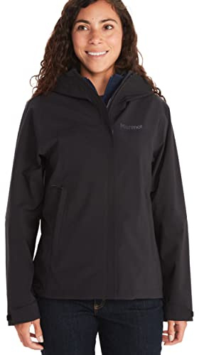 Marmot Kvinnor Wm's PreCip Eco Pro Jacket, Vattentät regnjacka, vindtät regnrock, andningsaktiv, vikbar Hardshell Windbreaker, ideal vid cykling och vandring, Black, M