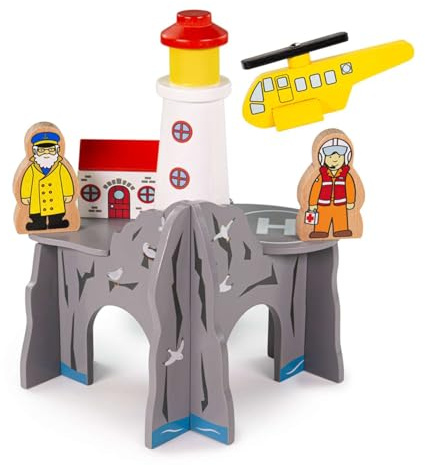 Bigjigs Rail, Lighthouse 4-Way Tunnel, Wooden Train Tunnel, Track Accessories, For Kids