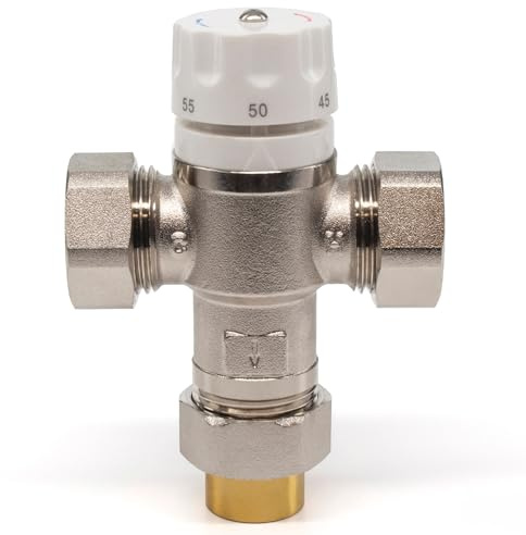 Kudos-Trading - Bastion 22mm Heatguard UFH Blending Valve for Lowering The Water Temperature Required with Water Based Underfloor Heating Systems Thermostatic Mixing Valve for Domestic Hot Water.