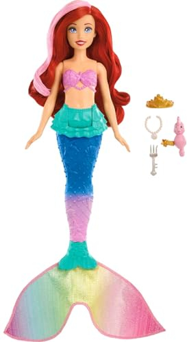 Mattel Disney Princess Jouet Aquatique Poupée Ariel La Petite Sirène Nageuse Et Figurine Hippocampe, Avec Cheveux Et Queue De Sirène Couleur, Jouet Enfant, A Partir De 3 Ans, HPD43