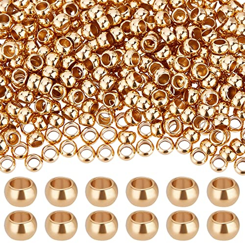 Beebeecraft 1 Box 500Pcs Runde Quetschperlen 24K Gold plattiert Edelstahl 3mm Abstandshalter Perlen Rondellperlen Für DIY Armband Halskette Schmuckherstellung