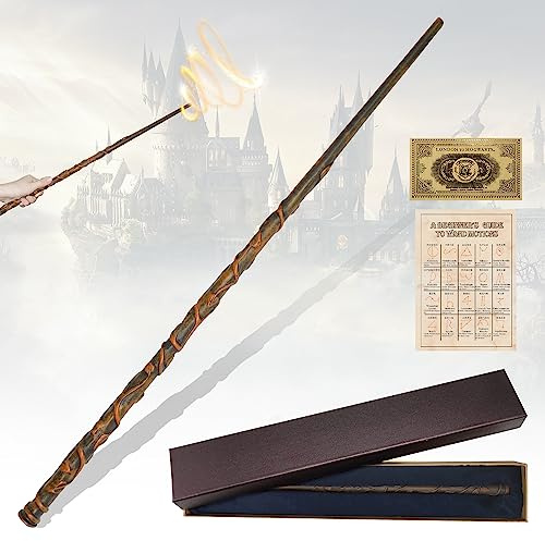 Ronronner Zauberstab,Luxus Zauberstab mit Stahlkern,Resin Zauberstab, Zauberstab mit Exquisite Geschenkbox mit Zauberspruch Karte und Fahrkarte für Hexen und Magier