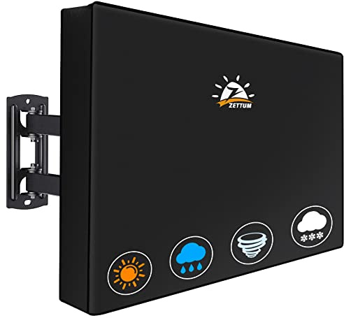 Zettum TV Abdeckung für 52-55 Zoll TV, Fernseher Bildschirmschutz Abdeckung Außenbereich 600D Oxford PU Beschichtung Heavy Duty & Wasserdicht Displayschutz für Fernseher (Schwarz)