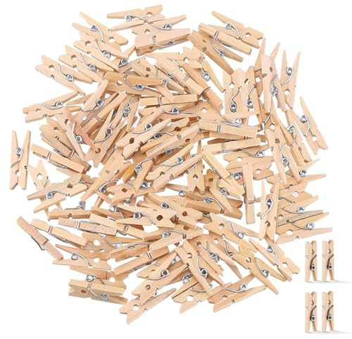 DERAYEE 200pcs Pinces à Linge Léger Ecologique 25mm Mini Pince a Linge Bois | pour Décorer la Maison et les Photos