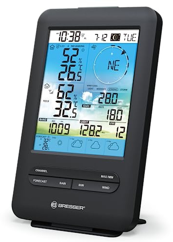 Bresser Station de base pour station météo 4CAST WLAN écran supplémentaire prévisions 4 jours température humidité intérieur extérieur réveil