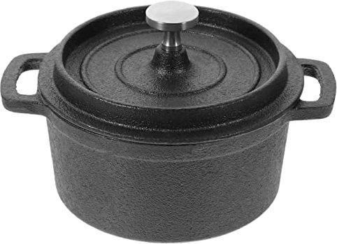 Housoutil Cast Iron Pan, Mini Cast Iron Milk Pan, Uncoated Saucepan, Multi-Functional Pot for Soup and Hot Milk