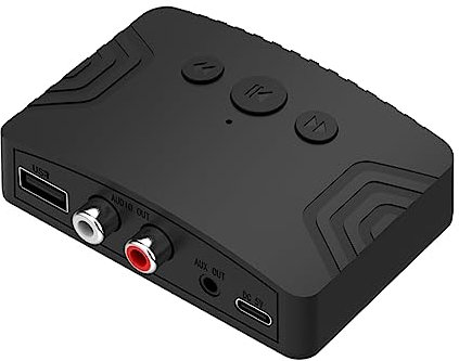 AMZLORD Receptor Bluetooth 5.3 para HiFi, adaptador Au-dio Bluetooth tipo C con envolvente 3D, interfaz de salida dual para altavoces estéreo de TV en casa, PC, con interruptor de encendido/apagado