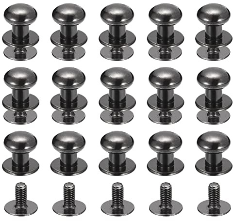 sourcing map 8mm Kugel Kopf Bolzen Nieten Schrauben Hohlnieten Rücken 15 Stück Schraubnieten Rund Kopf Schaltfläche Nippel Niete für Basteln Leder Handwerk Handtasche Gürtel Metallisch Schwarz