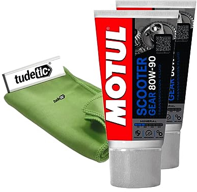 TUDETIC - Kit 2X Aceite de Caja de Cambios + Trapo Scooter Gear 80W90 KT-32