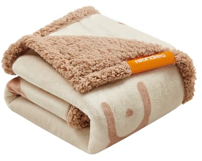 Feandrea wasserdichte Hundedecke, Sherpa Fleece Haustier Decke für Miniaturhunde und kleine Hunde, Katzen, 101 x 73 cm, M, maschinenwaschbar, beidseitiger Sofabezug-Schutz, beige PPB040K01