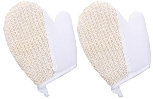 Bafnsiji 2 stücke Natürliche Sisal Dusche Handschuh, Peeling Handschuhe, Bad Dusche Handschuhe, Dusche Massage Handschuhe, Dusche Körper Peeling Handschuhe, Peeling Handschuh für Dusche,A