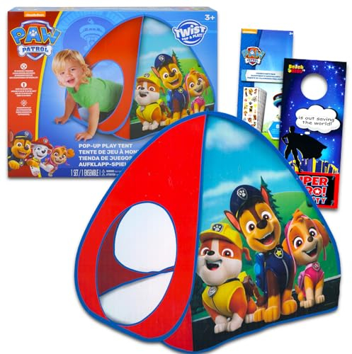 PAW PATROL Paw Patrol Pop Up Zelt für Kinder - Bündel mit Chase Schutt und Skye Spielzelt für Jungen und Mädchen plus Aufkleber mehr Paw Patrol Zelt für Kinder Kleinkinder Mehrfarbig