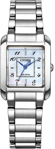 Citizen Eco-Drive Damenuhr Edelstahl, Perlmutt Weiß, EW5600-87D | Eco-Drive Solar, Keine Batterie Nötig, Saphirglas, 5 bar Wasserdicht, 210 Tage Gangreserve, Edelstahlband