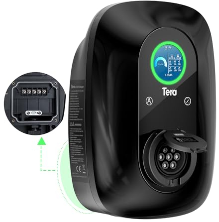 Tera EV Oplader met reservering, 16 A, Type 2, 11 kW, thuislaadstation, 400 V, Wallbox, CE-gecertificeerd, handmatige stroomregeling, laadtijdplanning voor alle EV's en PHEV's, Model W03, zwart