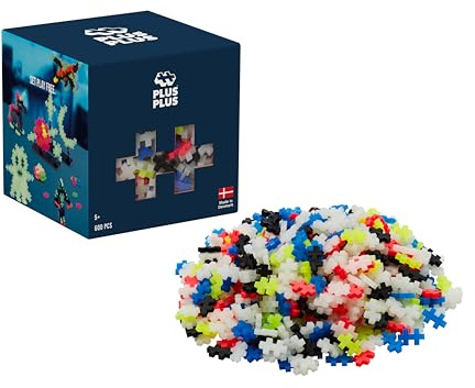 PLUS PLUS - 600 mattoni da costruzione multicolore, fosforescente - Gioco di costruzione per bambini dai 5 anni - Giocattolo educativo e giocoso per ragazze e ragazzi - PP3974