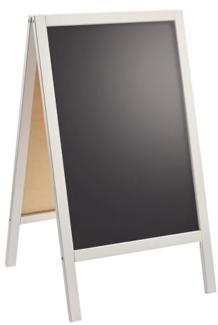 SPRINTIS Kundenstopper Holz WOOD-STOP Lite S, weiß lackiert, 44x66 cm Kreidetafel beidseitig beschreibbar, dekorativer Aufsteller für Laden und Café