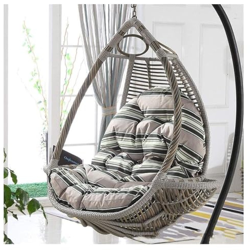 Cojín de silla colgante de ratán para jardín y patio, cojín en forma de huevo para silla de hamaca, para decoración de muebles de interior/exterior - Cojines para sillas colgantes (Solo se venden los