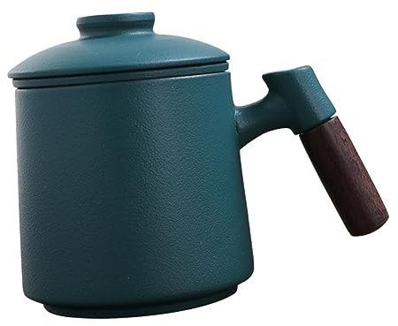 Alipis Neuartige Tasse 400 Ml Grüntee-becher Mit Teesieb Keramik-teetassen-set Teebecher Mit Holzgriff – Verbrühend