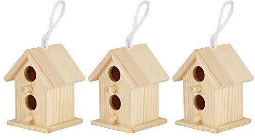 Qukaim Vogelkäfig aus Holz, 3 Stück, Outdoor-Vogel-Nistkäfig Ornament für Gartendekoration, Vogelnester, Vogelbedarf