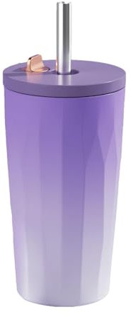Vaso de café portátil de doble pared, botella de acero inoxidable, taza de café helado reutilizable térmica con popote para café caliente, té y bebidas frías